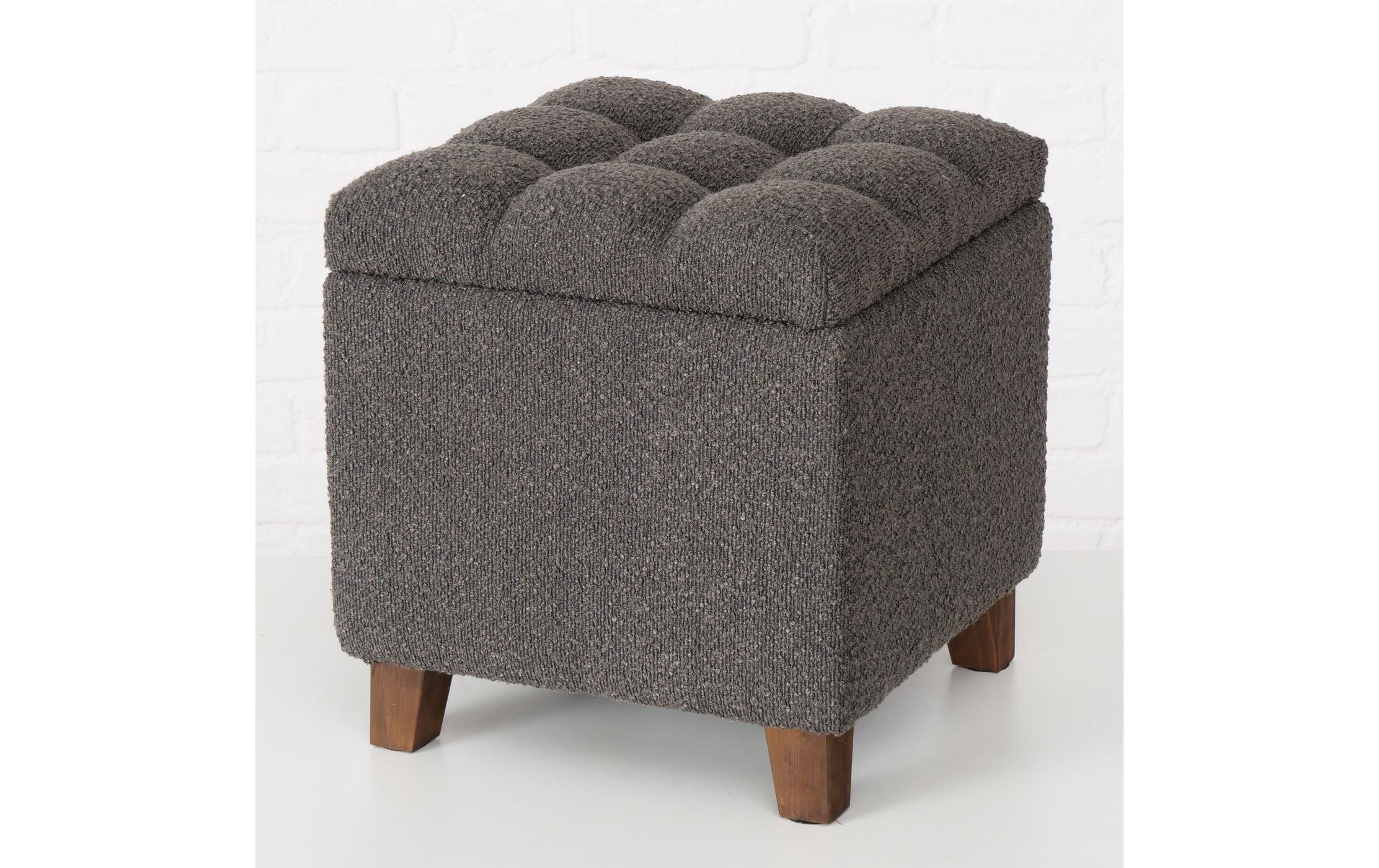 Hocker Palur MDF/Kiefer, DunkelgrauHandgewebter Sitzhocker