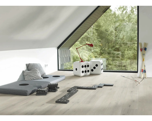 Modulaire ONE designvloer, Urban oak, wit gekalkt, landhuisplank, klikverbinding, 1285 x 194 x 8,0 mm
