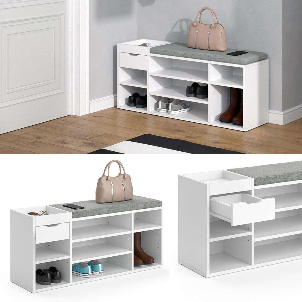 Vicco Schuhbank Schuhschrank Schuhregal Eleon Sitzbank mit Sitzkissen 7 Fächer