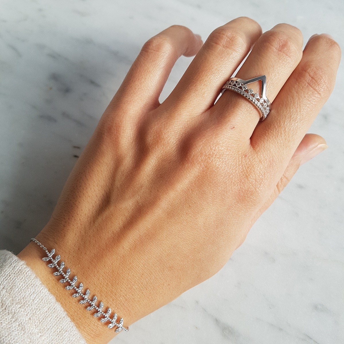 Bracelet Fin Argent Mode Tendance Epis de Blé Zirconium