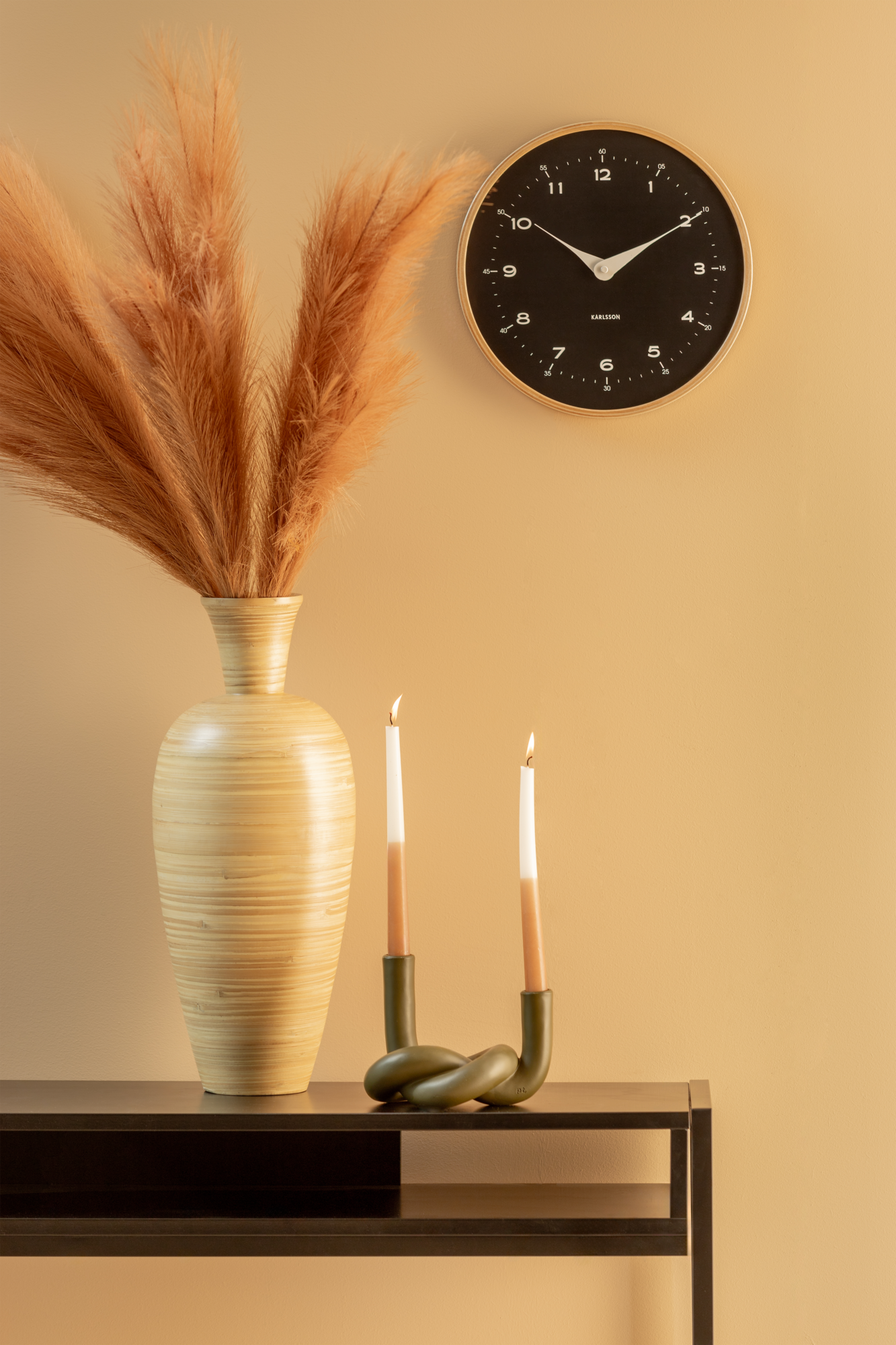 Wall clock Osado Dome wood white