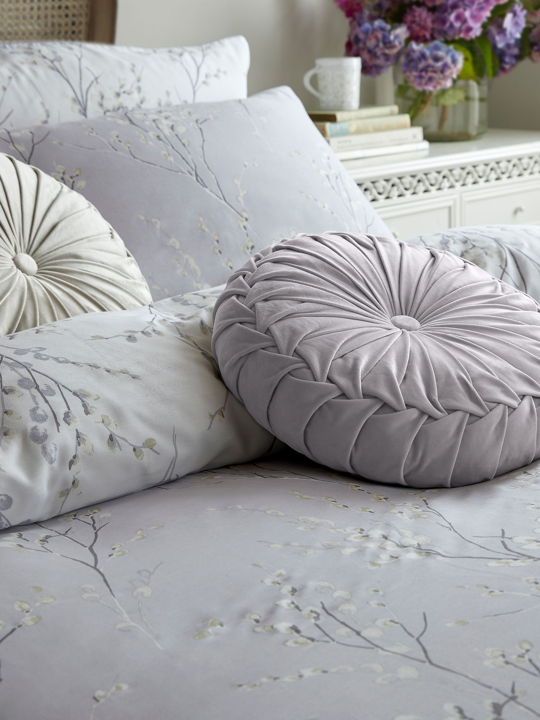 Laura Ashley 100% Cotton Sateen 200 Thread Count Pussy Willow Duvet Cover and Pillowcase Set
