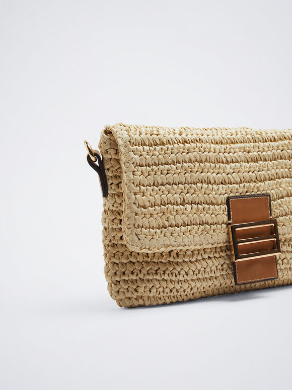 Bolsa de ombro de palha - Crua