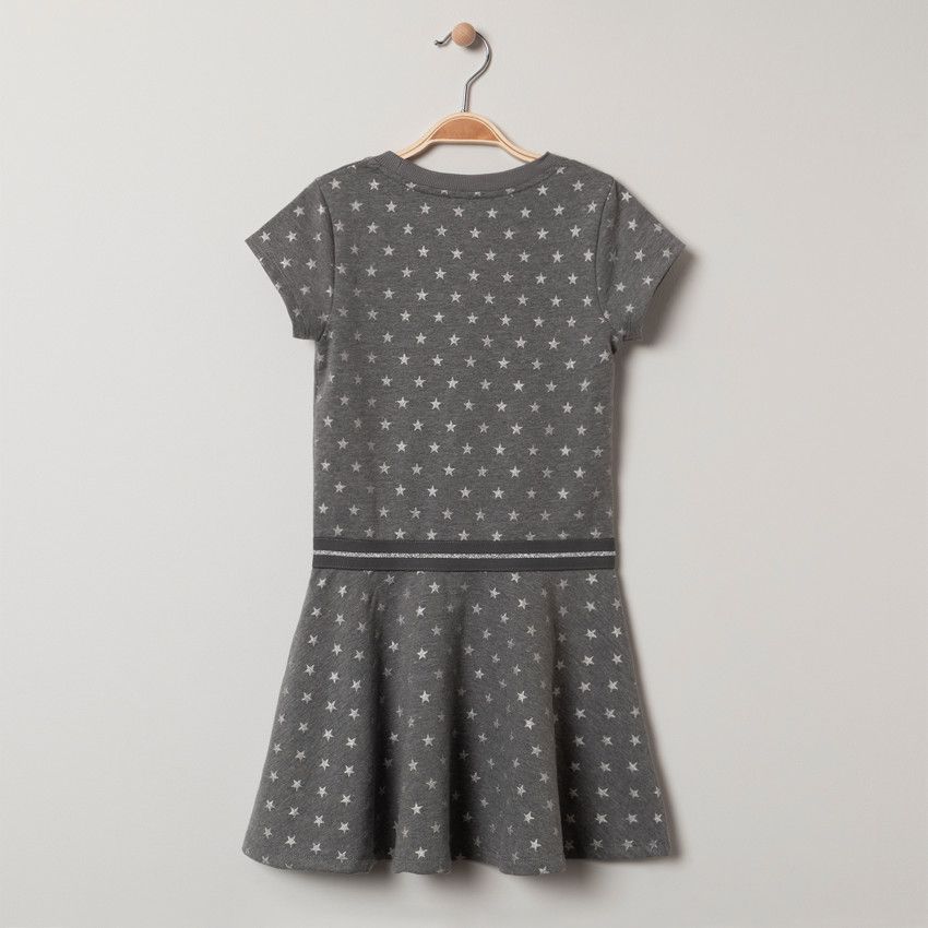 Robe manches courtes imprimée all-over - Gris foncé
