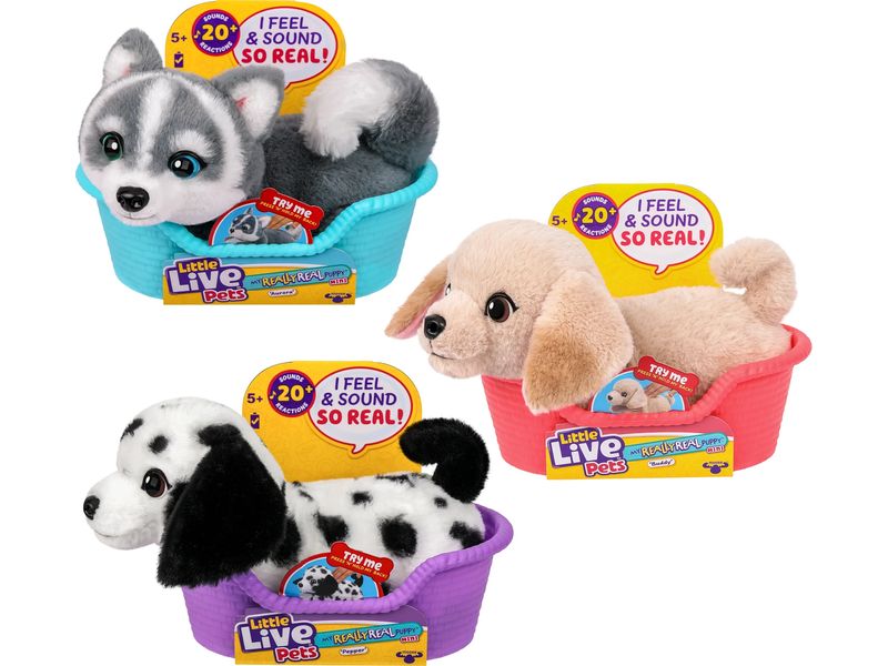 moose Funktionsplüsch My Really Real Hundewelpen Mini Überraschungs-Plüsch mit Körbchen