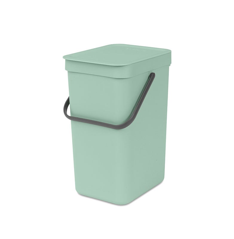 Brabantia Afvalbak met Open Blijft Deksel, 12 Liter, HxBxD 35 x 20 x 24,9 cm, Kunststof, Jade