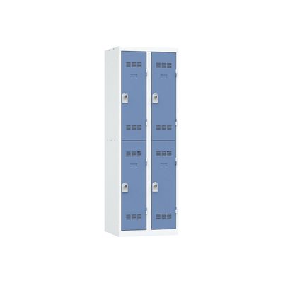 Vestiaire multicases - 2 colonnes - 4 portes - 180 x 60 x 50 cm - gris/beu