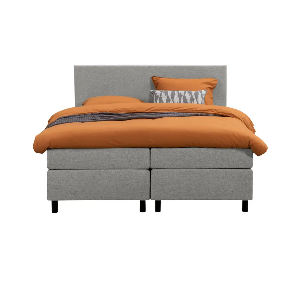 Boxspring Liv egaal - lichtgrijs - 180x200 cm - ronde poot