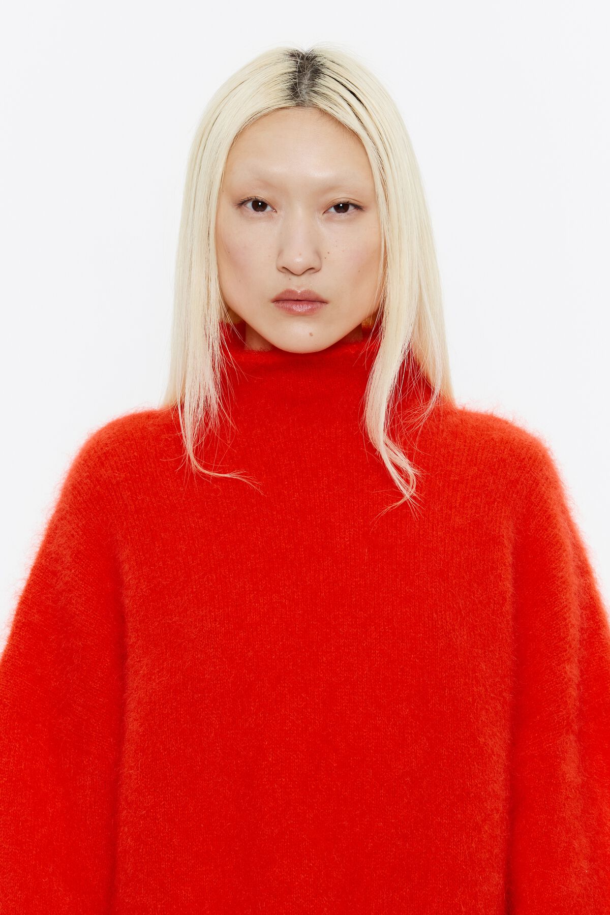 Suéter longo oversized de mohair vermelho