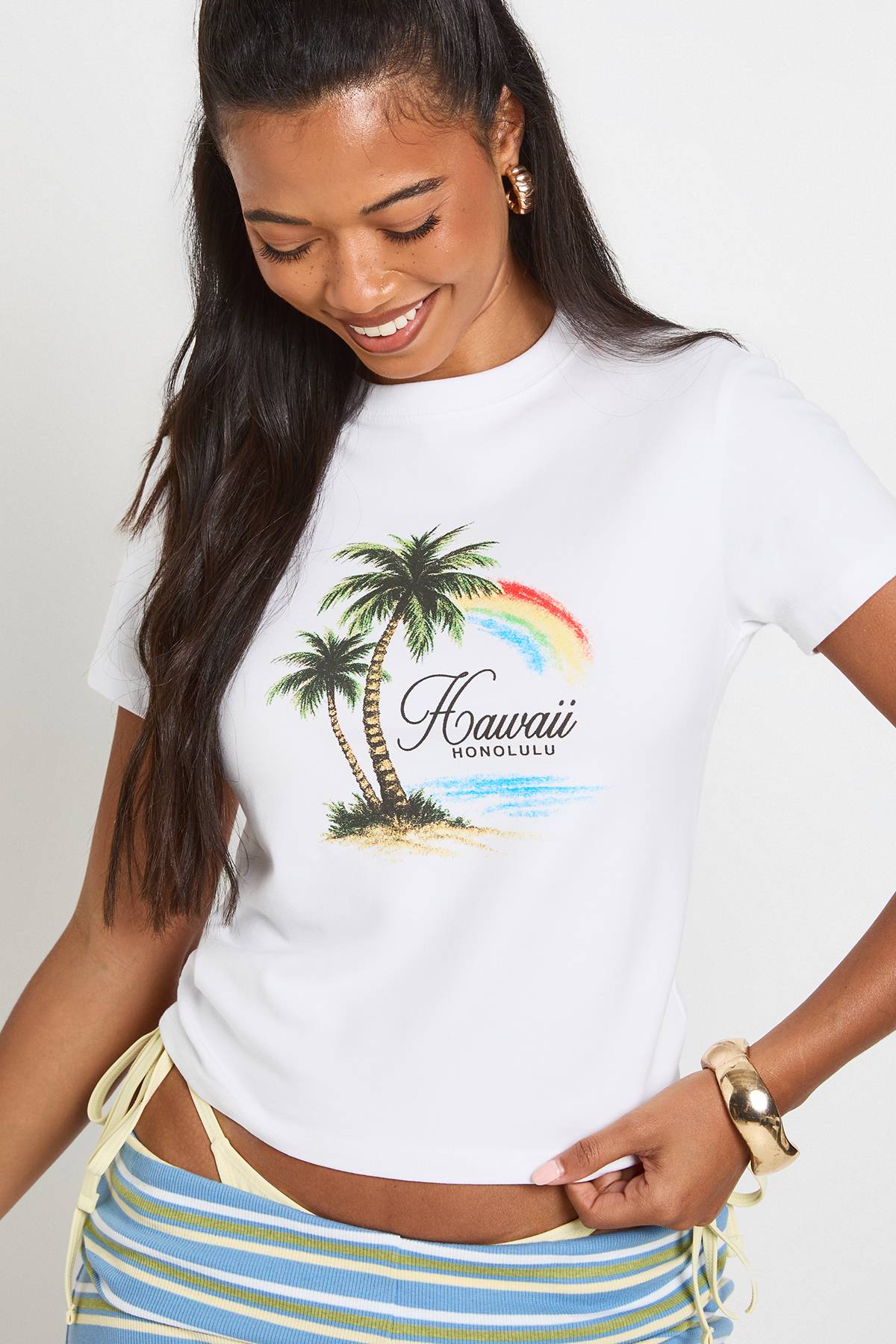 boohoo T-shirt Court Palmier Hawaii