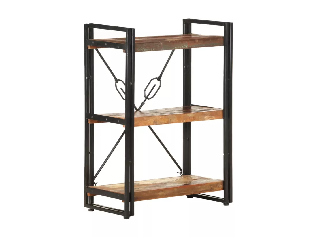 Bibliothèque à 3 niveaux 60x30x80cm Bois de récupération massif