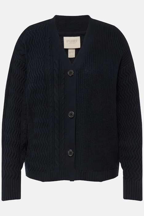 Strickjacke, Strickmuster, V-Ausschnitt, Biobaumwolle