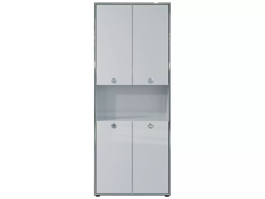 Armoire de bureau - Mélaminé - Blanc-Chrome - 76 - 192 - 37 cm