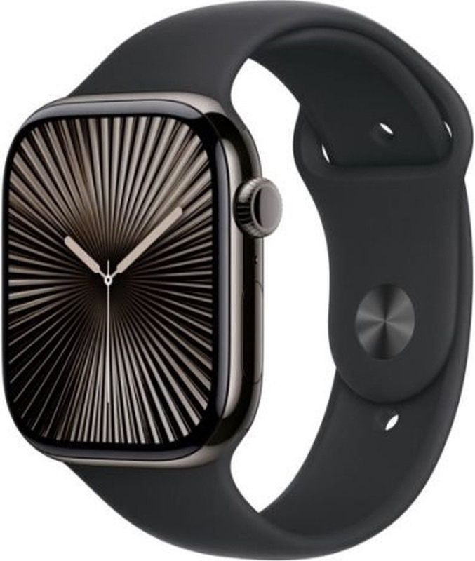 Apple Watch Series 10 - Wifi + 4G - 46mm - Slate Titanium Case met Zwart Sportbandje - S/M