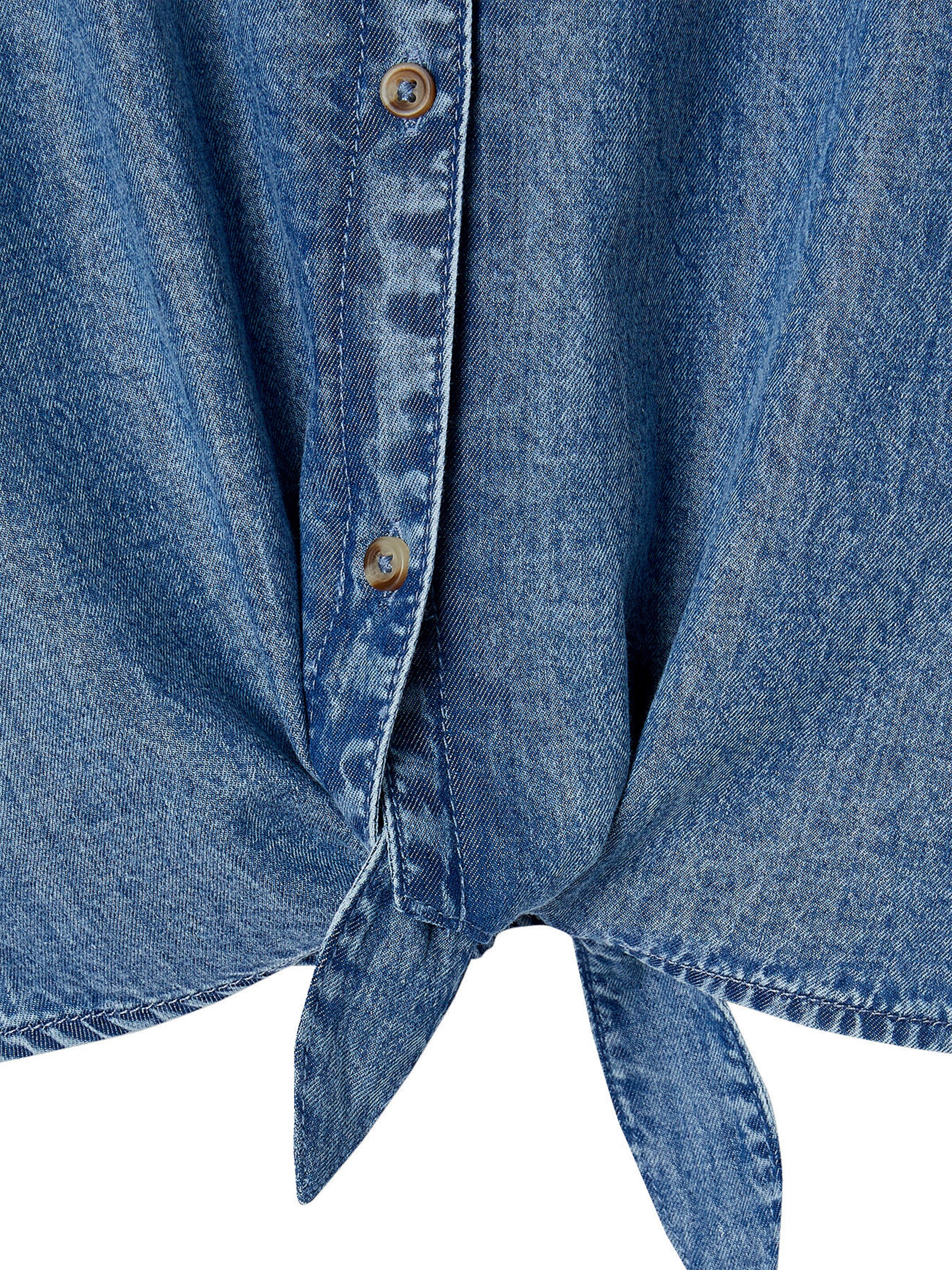 Vertbaudet Mädchen Jeansbluse zum Binden mittelblau