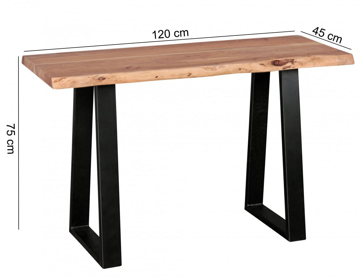 Konsolentisch Gaya 45 x 120 x 75 cm Massivholz Akazie/schwarz