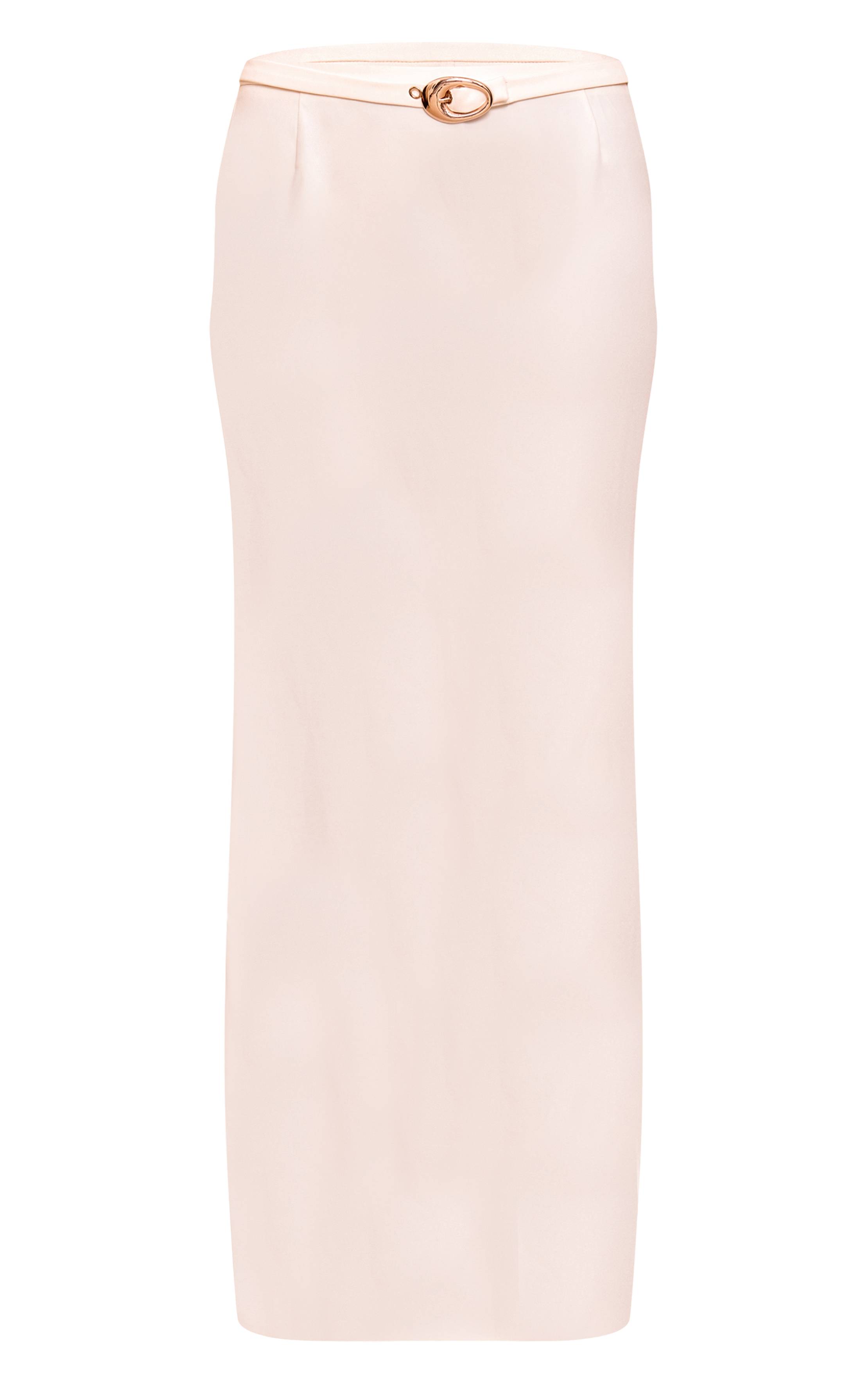 Crème Jupe Longue Colonne Tissée Avec Ceinture