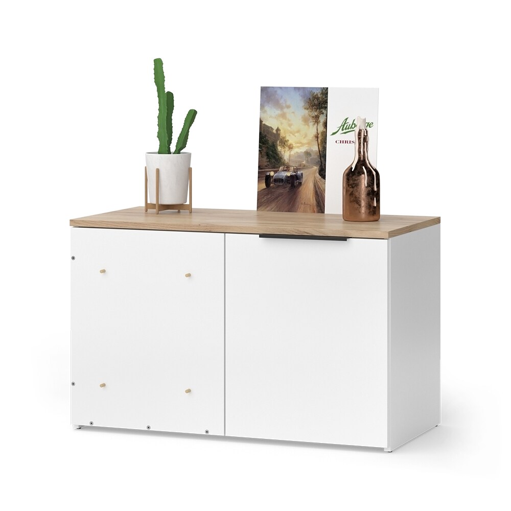 Vicco Eckkommode Wido Weiß Eiche 80 x 50 cm mit Tür