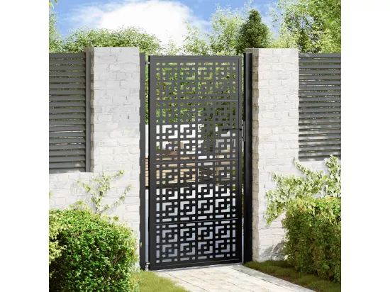 Portail de jardin noir 105x180 cm acier conception croisée