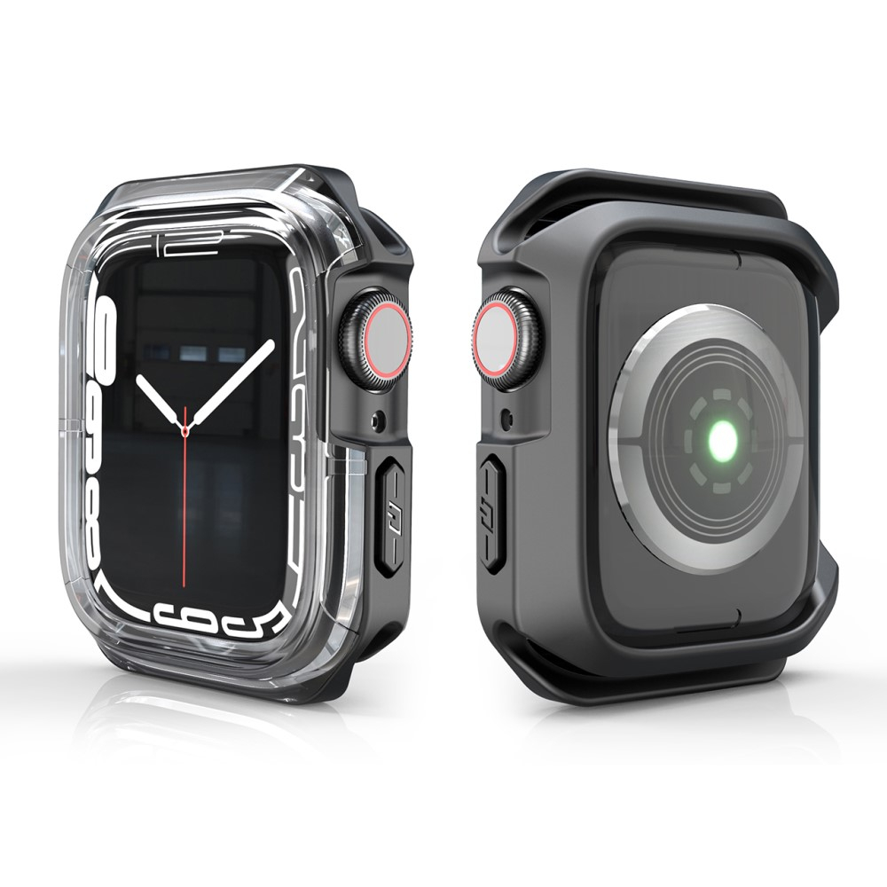 Apple Watch (45 mm) Hybrid Hardcase Bumper Hülle - Transparent / Schwarz