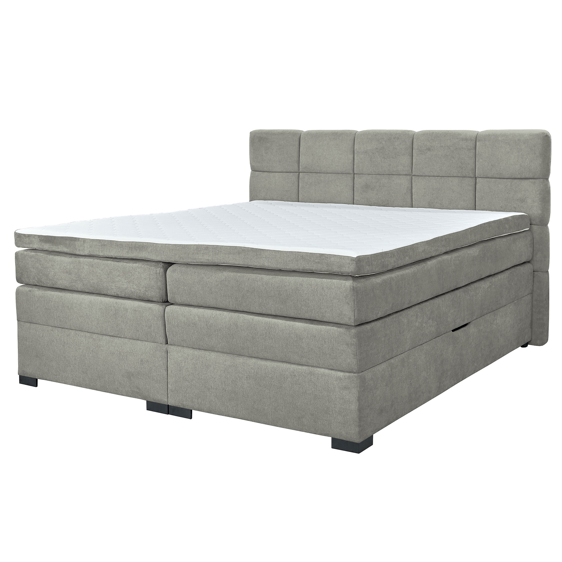 Boxspringbett - grau - mit Topper - H2 - 180x200 cm