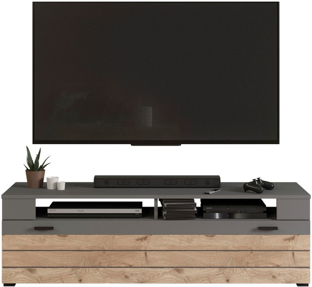 INOSIGN Lowboard »Aalborg, Breite 140 cm, 1 Klappe, 2 offene Fächer, Metallgriffe« TV-Möbel, TV-Schrank, TV-Lowboard, Mediaboard, Wohnmöbel