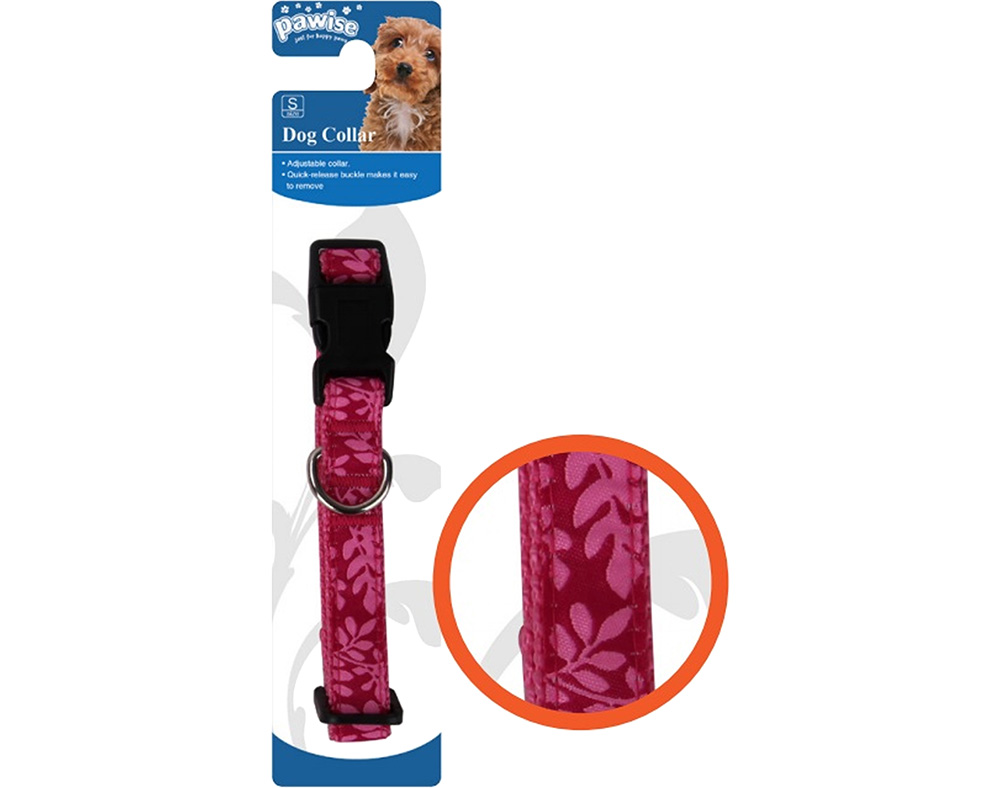 COLEIRA PARA CÃO PAWISE FLORES ROSA TAMANHO XS 15-25CM/10MM