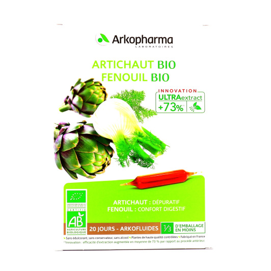 Arkofluides Artichaut Fenouil BIO 20 ampoules