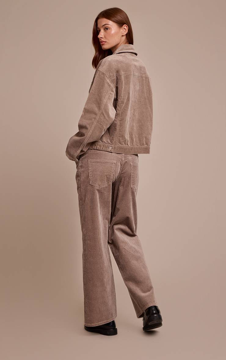Taupe Jean En Velours Côtelé Coupe Large