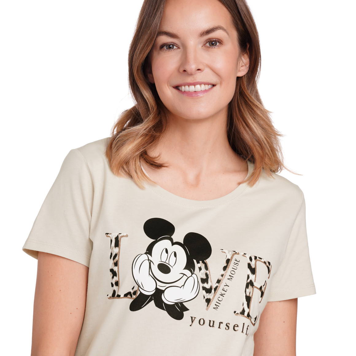 Gina Benotti Micky Maus T-Shirt mit Motiv beige