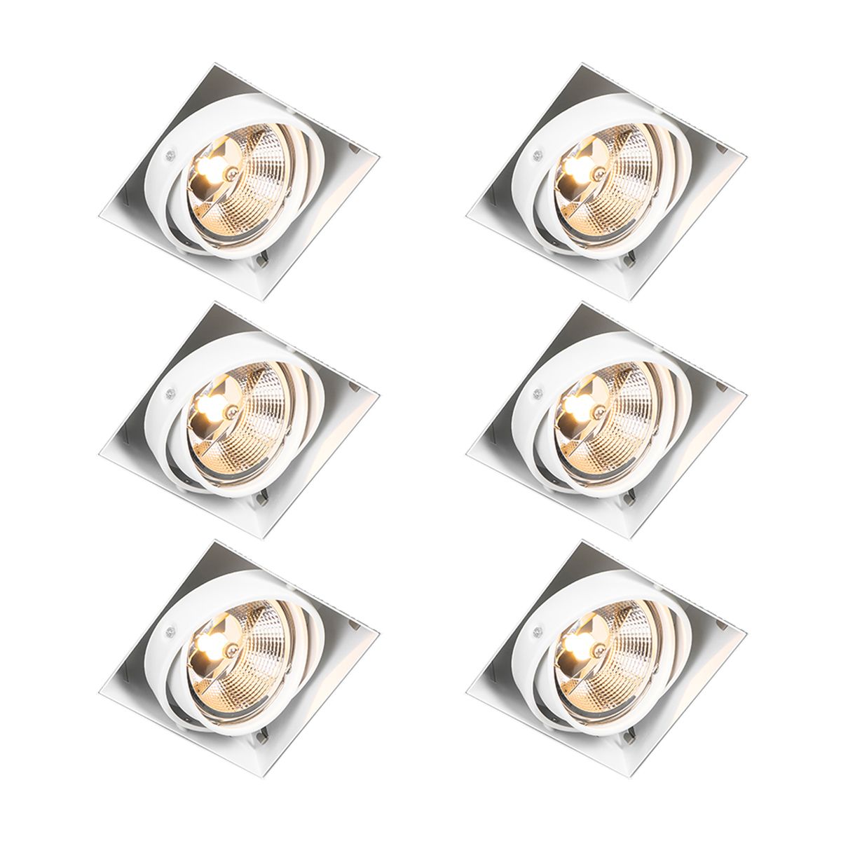 Set van 6 Inbouwspot wit GU10 AR111 trimless verstelbaar - Oneon