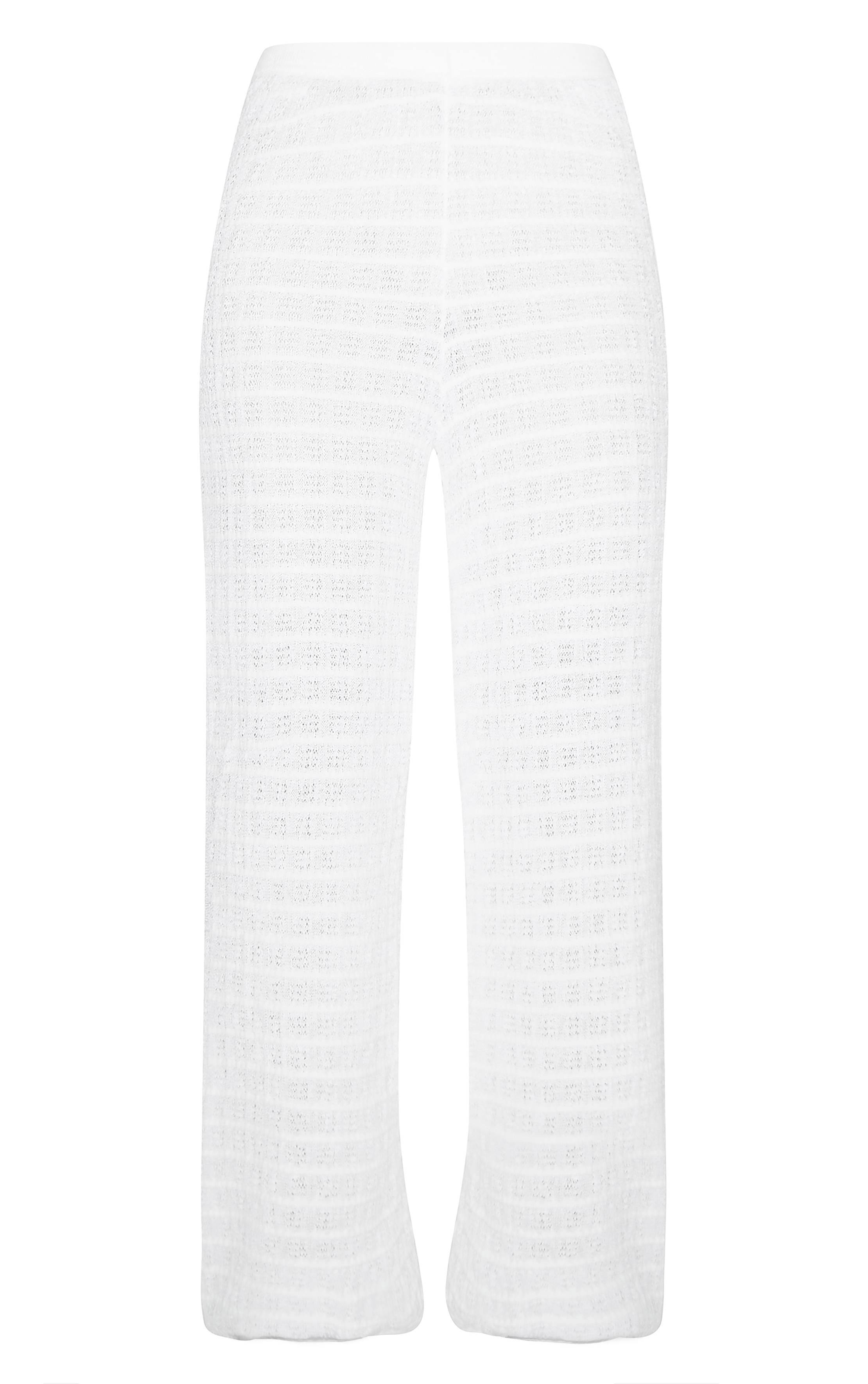 Blanc Pantalon En Maille Texturée