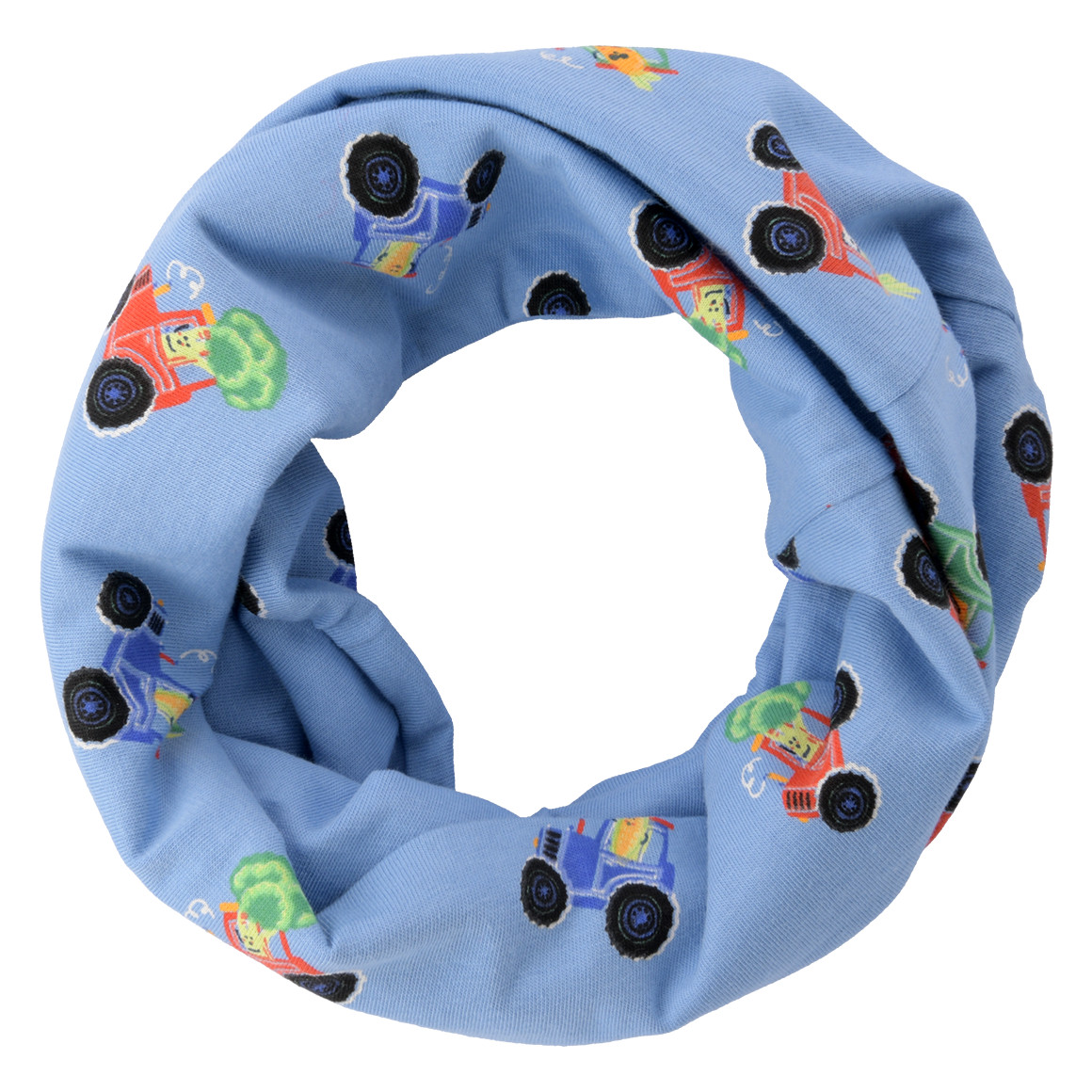 Topolino Jungen Snood mit Traktor-Allover hellblau