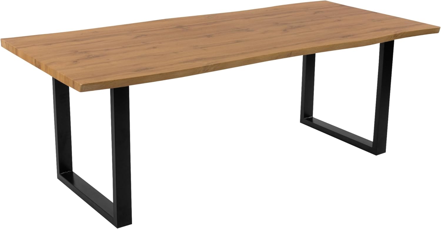 SAM 7 TLG. Essgruppe Josy | 220 x 100 cm | Holz Wildeiche-Optik | Stuhl Set Susi Anthrazit | U-Gestell Schwarz | Esstisch mit 6 Stühlen | Esszimmertisch/Küchentisch/Holztisch | Esszimmer