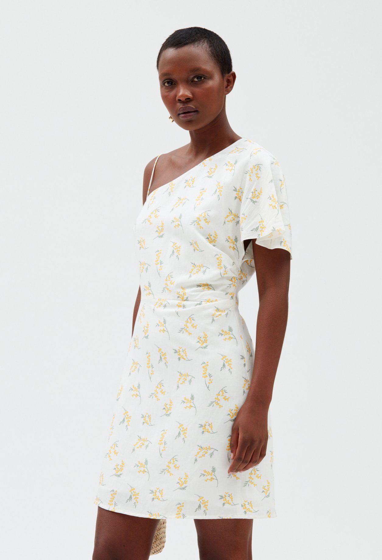 Robe midi asymetrique mimosa