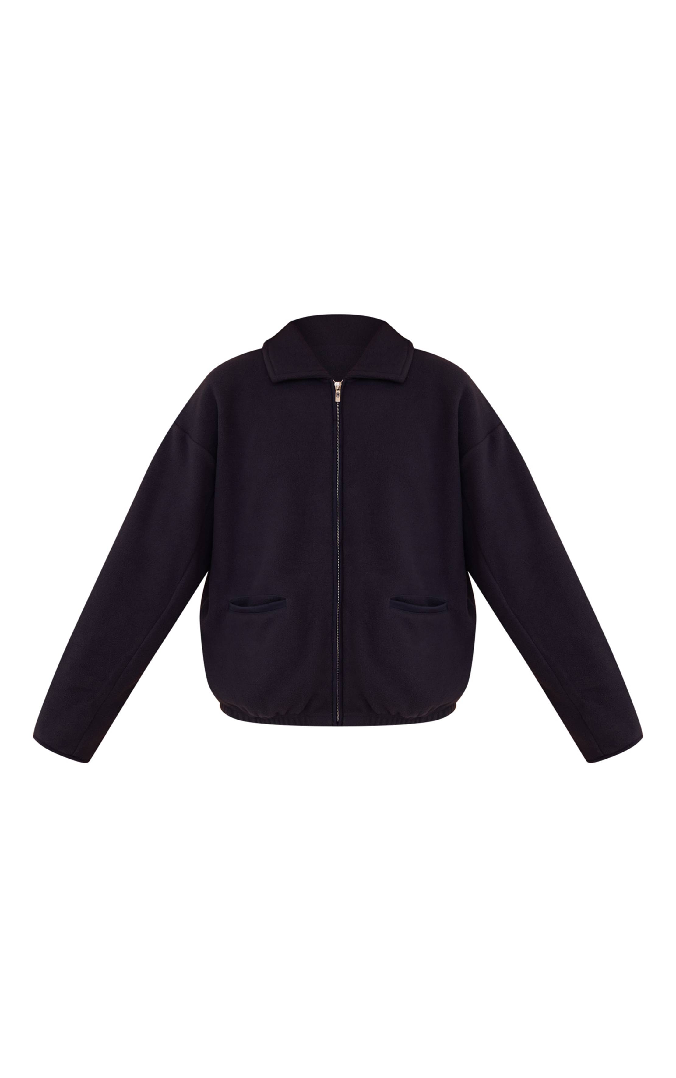 Bleu Marine Polaire Zippée À Biais Contrastant