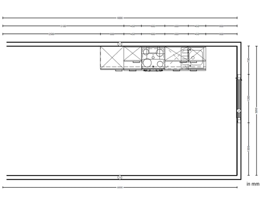 CONCEPT1 - Pack Cuisine Carena 270cm H6 Gauche Bleu fjord ultra-mat