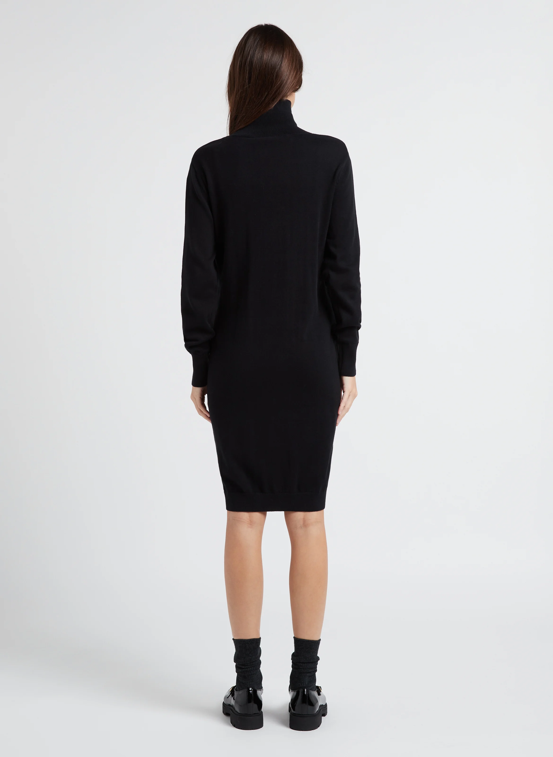 CELIA - Robe pull de grossesse col roulé en coton| Noir