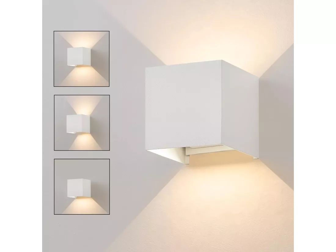 NETTLIFE Applique murale intérieure - Up Down Applique murale extérieure noire LED lampe extérieure murale 5W IP65 blanc chaud