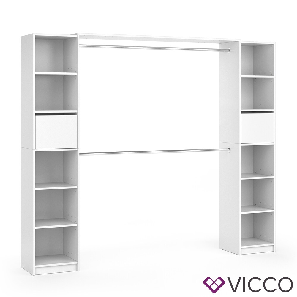 VICCO Kleiderschrank GUEST XL offen begehbar Regal Kleiderständer Schrank weiß