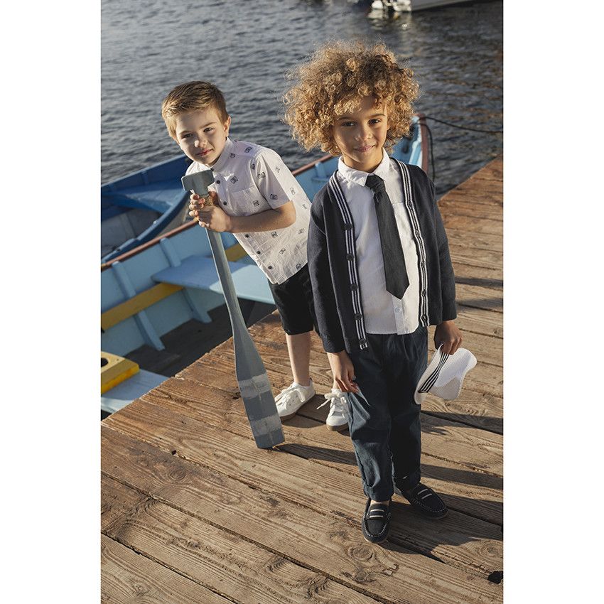Borsalino à bande rayée pour enfant garçon - Blanc