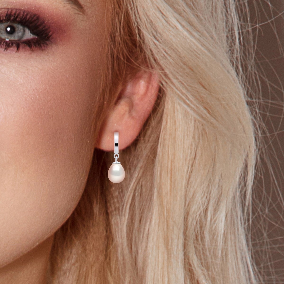 STELLA - Boucles d'Oreilles Perles d'Eau Douce 8-9 mm Blanches Or Blanc