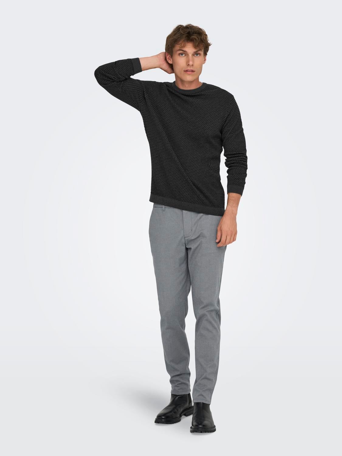 ONSMARK Slim Fit Hose Grey Pinstripe