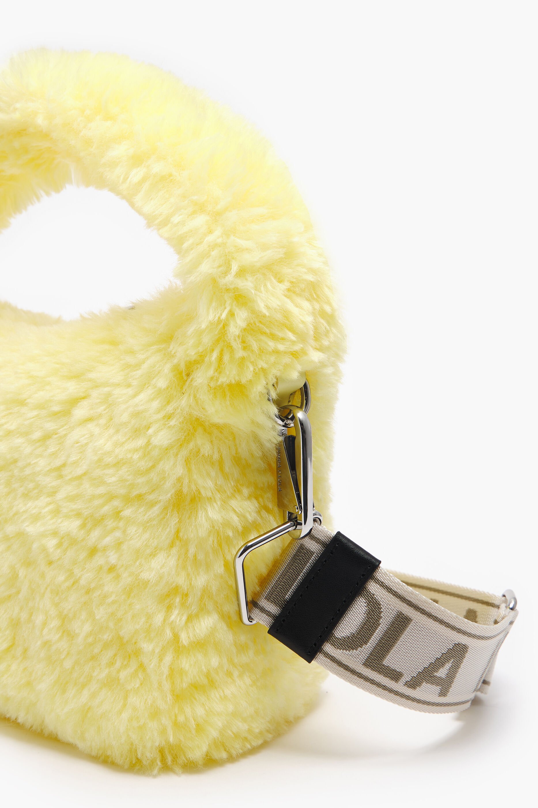 Bolsa hobo tamanho P com forro de pele amarela
