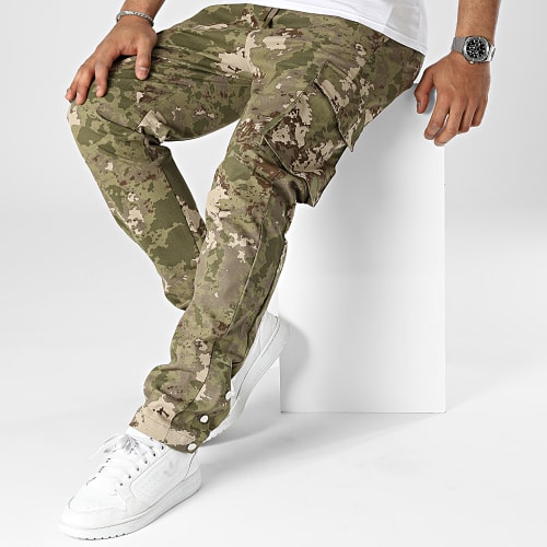 Pantalon Cargo Camouflage Vert Kaki