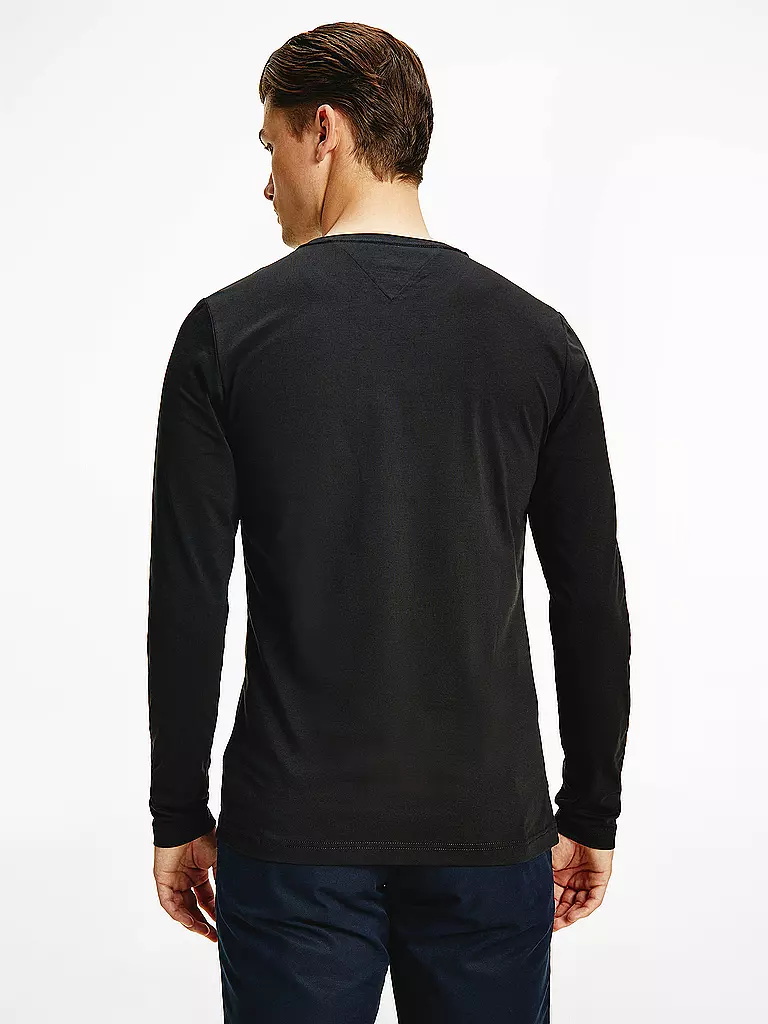 TOMMY HILFIGER Langarmshirt Slim Fit schwarz