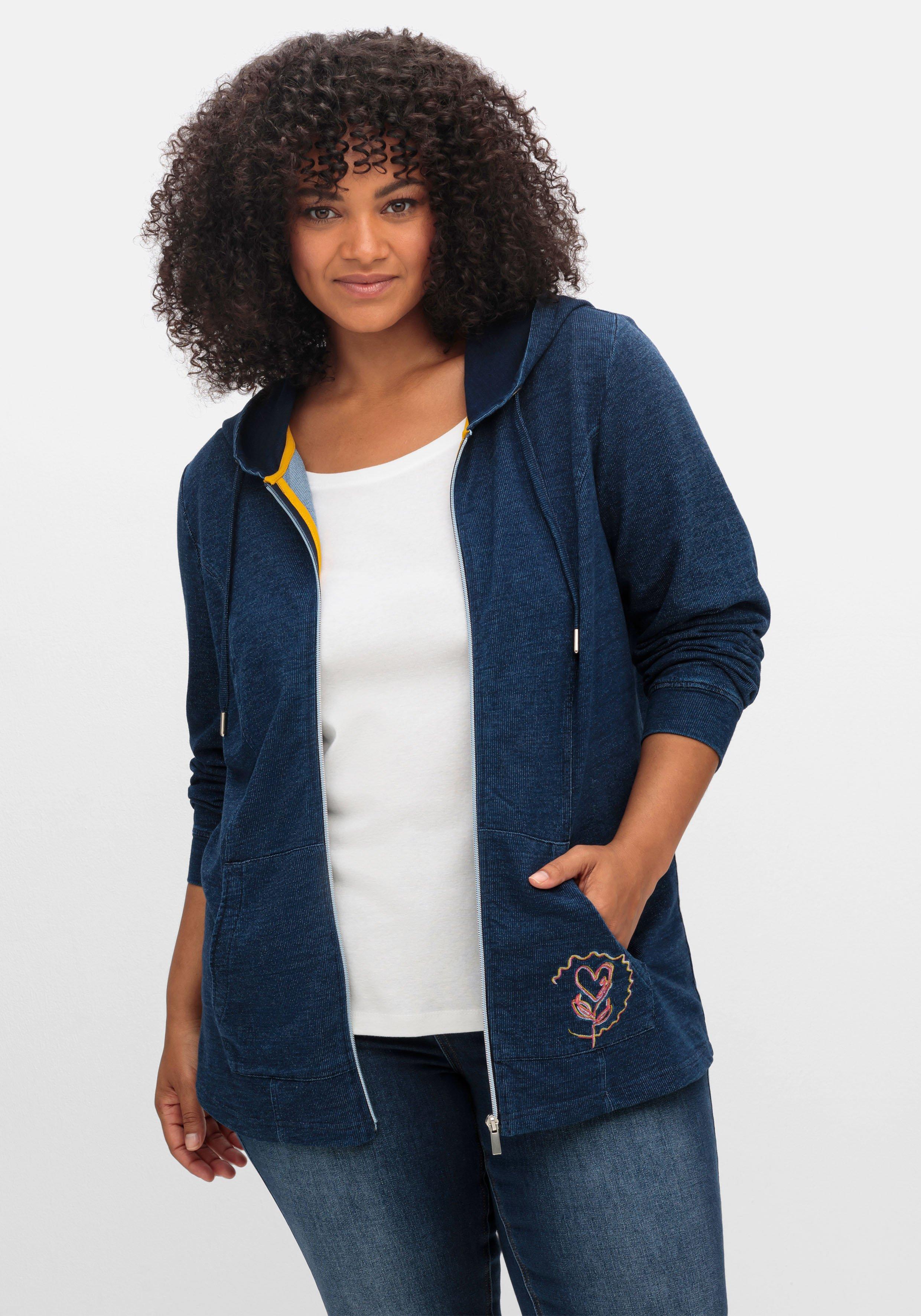 Sweatjacke mit Kapuze, im Denim-Look