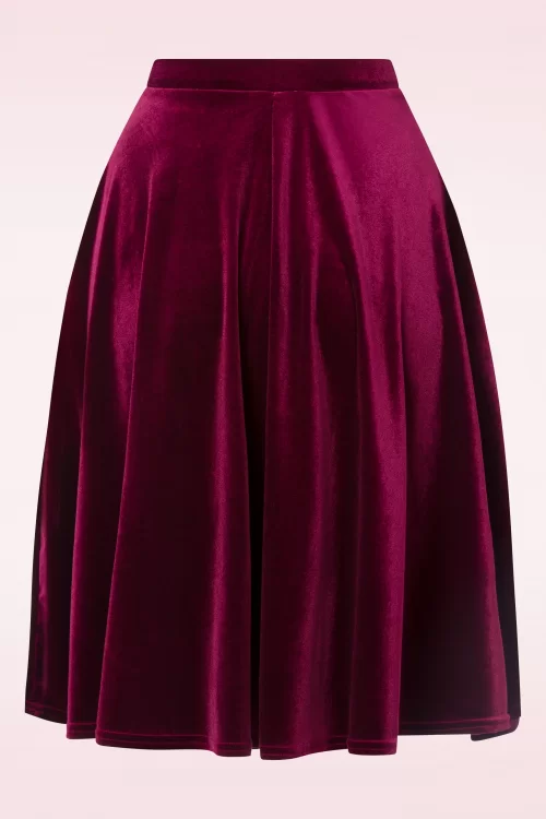 Vintage Chic for Topvintage Sheila swing rok in bordeaux fluweel