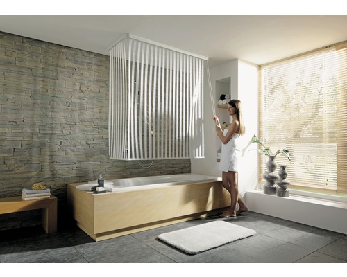 Hoekdouchegordijn met cassette en rolgordijn Kleine Wolke 138 + 62 x 240 cm wit 100