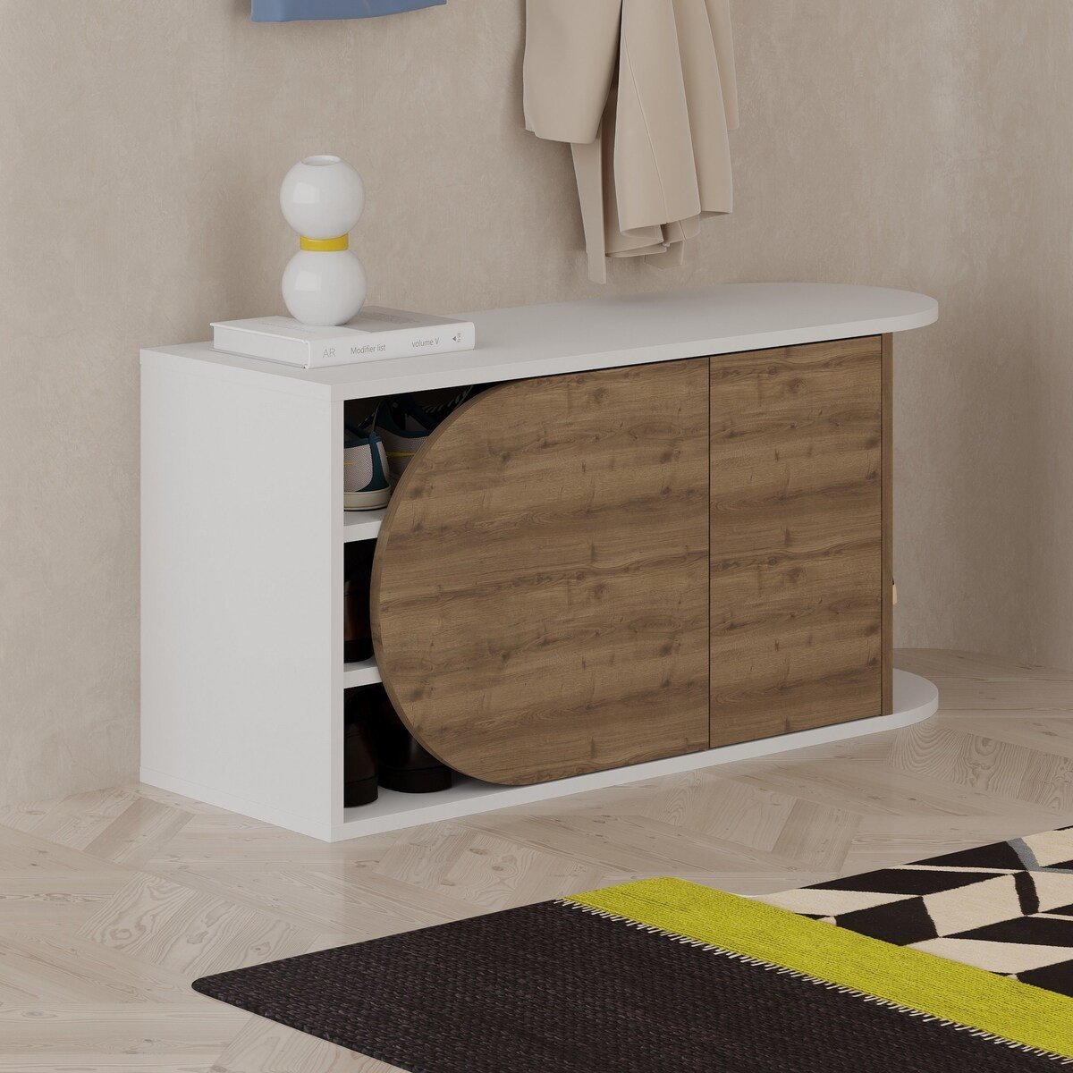 Calicosy - Schoenenkast Nova - 104 cm - Houtlook | Wit